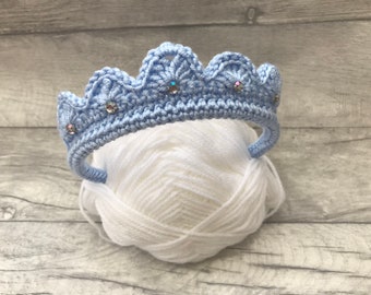 Crocheted children’s tiara style headband, various colours, stocking filler, newborn photo shoot prop