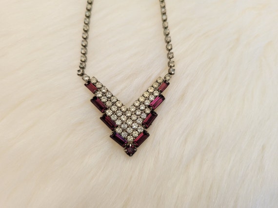 Vintage Purple Rhinestone Necklace - image 1