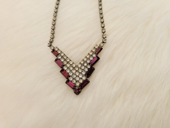 Vintage Purple Rhinestone Necklace - image 2