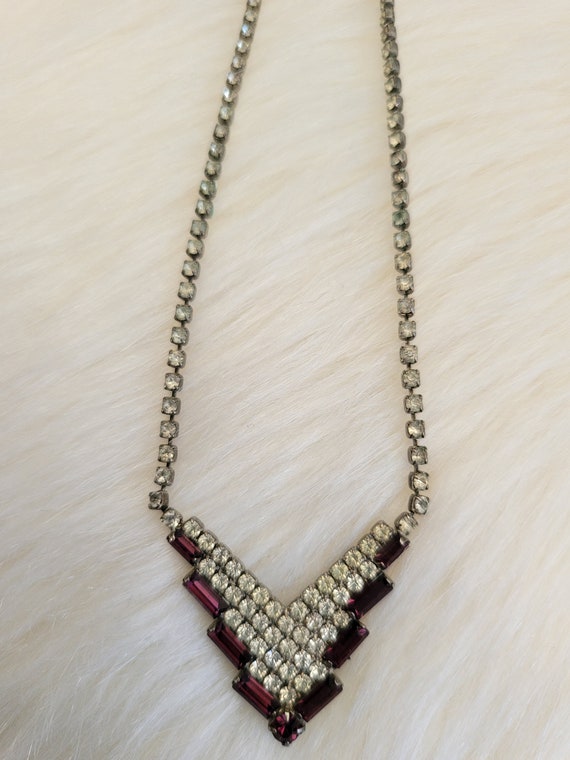 Vintage Purple Rhinestone Necklace - image 4