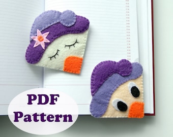 Felt Duck Bookmark PDF sewing pattern and tutorial, Easy DIY Handmade Corner Bookmark Kids Craft Book Lover Gift, Beginners Sewing Project,
