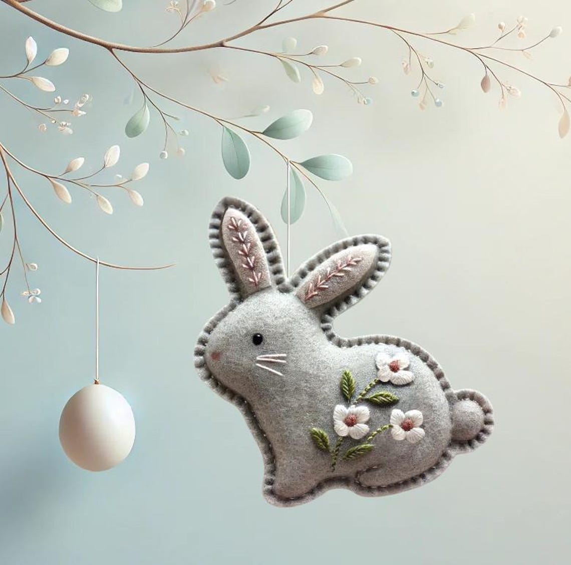 Felt Easter Bunny Ornament Sewing Pattern and Tutorial - DIY Felt ...