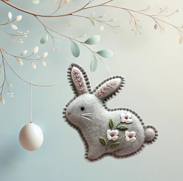 Felt Easter Bunny Ornament Sewing Pattern and Tutorial - DIY Felt ...