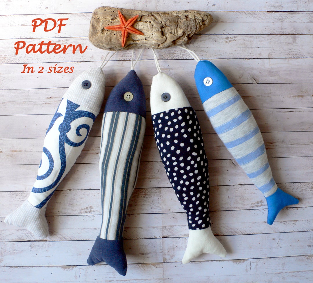 Fish DIY Pattern and Tutorial, Soft Sardine Sewing Pattern in 2 Sizes ...
