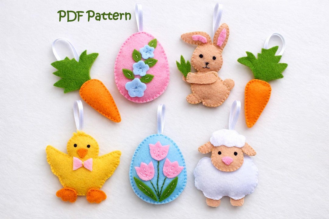 Felt Easter Ornaments Pdf Sewing Pattern, DIY Crafting Felt Ornament ...
