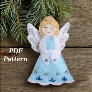Ornement de Noël ange en feutre Patron PDF et tutoriel téléchargement immédiat, cousez votre propre décoration d'arbre de Noël, cadeau de Noël fait main