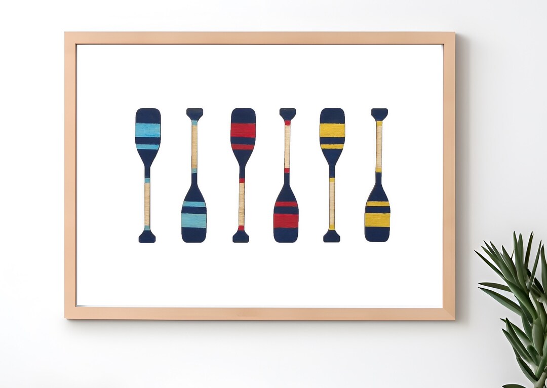 Printable Oars Wall Art; Boys Nursery Nautical Wall Decor, Painted Oars ...