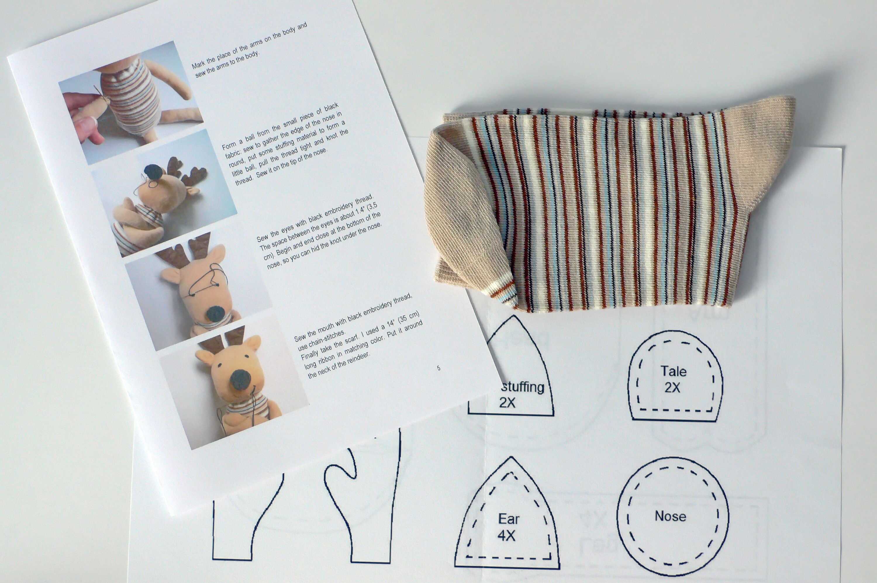 Reindeer Sewing Pattern and Tutorial DIY Handmade Sock - Etsy