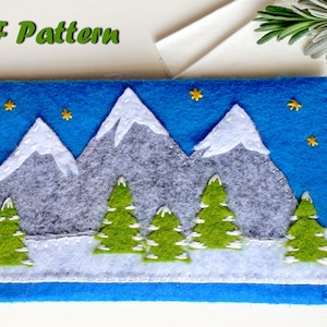 DIY Crafting Tissue Holder Winter Landscape  Pdf Sewing Pattern Tissue Case PDF Template, Handmade Gift for Her Tissue Box with Mountains
