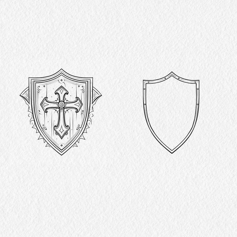 Armor of God Clipart 23 Digital Graphics for instant download Gray scale Black and White Commercial Use PNG files 300dpi image 6