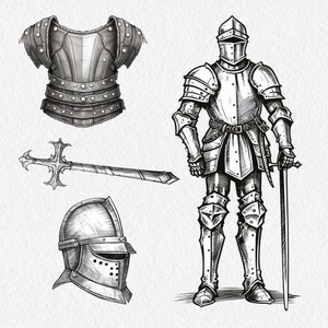 Armor of God Clipart 23 Digital Graphics for instant download Gray scale Black and White Commercial Use PNG files 300dpi image 4