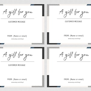 Modèle de message cadeau - à télécharger - usage commercial - fichiers Canva ou PDF, PSD et JPG - imprimez vos propres messages cadeaux Etsy