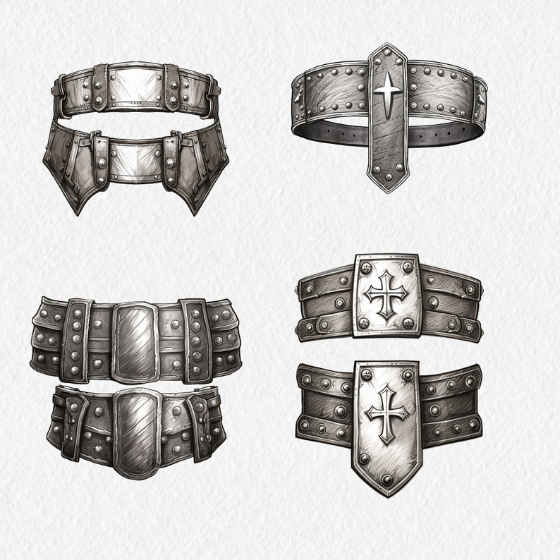 Armor of God Clipart 23 Digital Graphics for instant download Gray scale Black and White Commercial Use PNG files 300dpi image 2