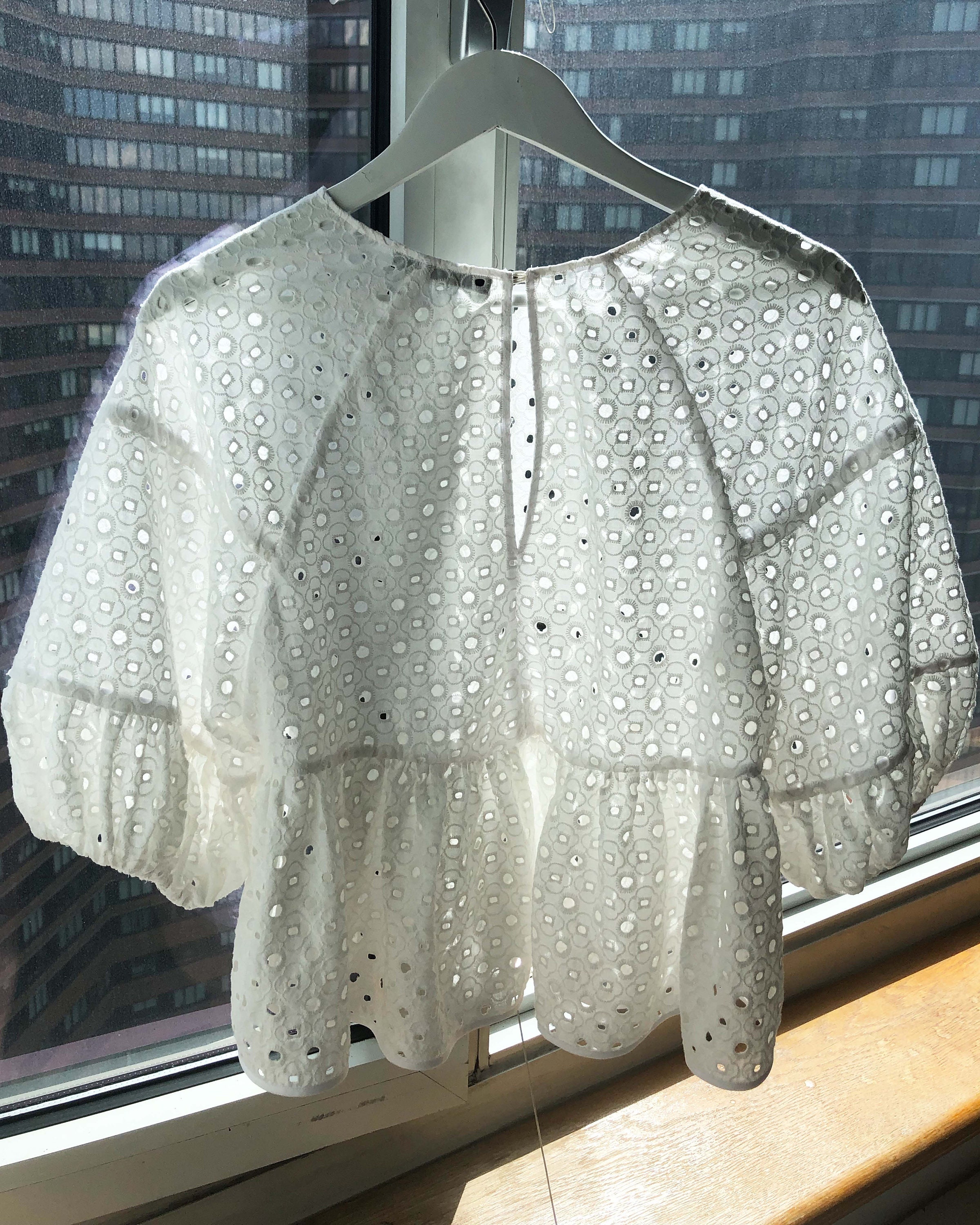 100% Cotton White Eyelet Blouse Flare