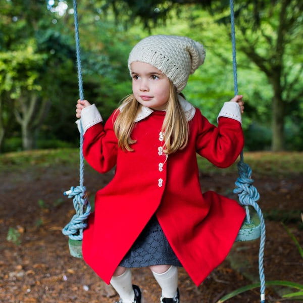 Manteau d'hiver de laine de Noel de Noel de fille dans le rouge et le vert