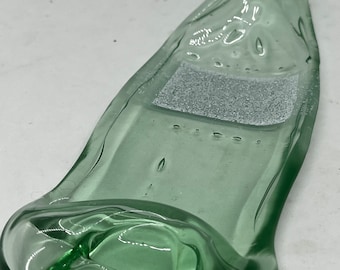 Fused Art from Slumped Coca Cola Bottle- Handcrafted Glass Spoon Rest - Eco-Friendly Kitchen Decor