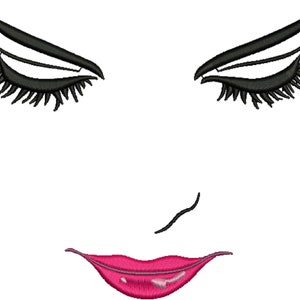 makeup face embroidery design lady 4x4 hoop