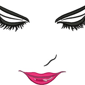 makeup face embroidery design lady