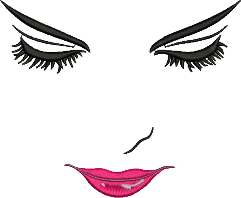 Makeup Face Embroidery Design Lady Etsy