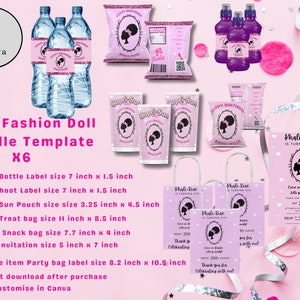 Ultimate Bundle,Afro Fashion Doll,Black Doll,Customised Party Favours,Printable Labels,stickers,Digital Template,Instant Download, FREE ITEM