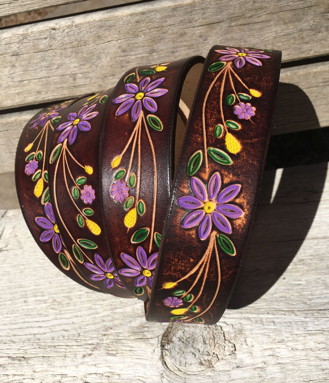 Custom Leather Belt, Tooled Leather Belt, Hand Tooled Floral Pattern ...