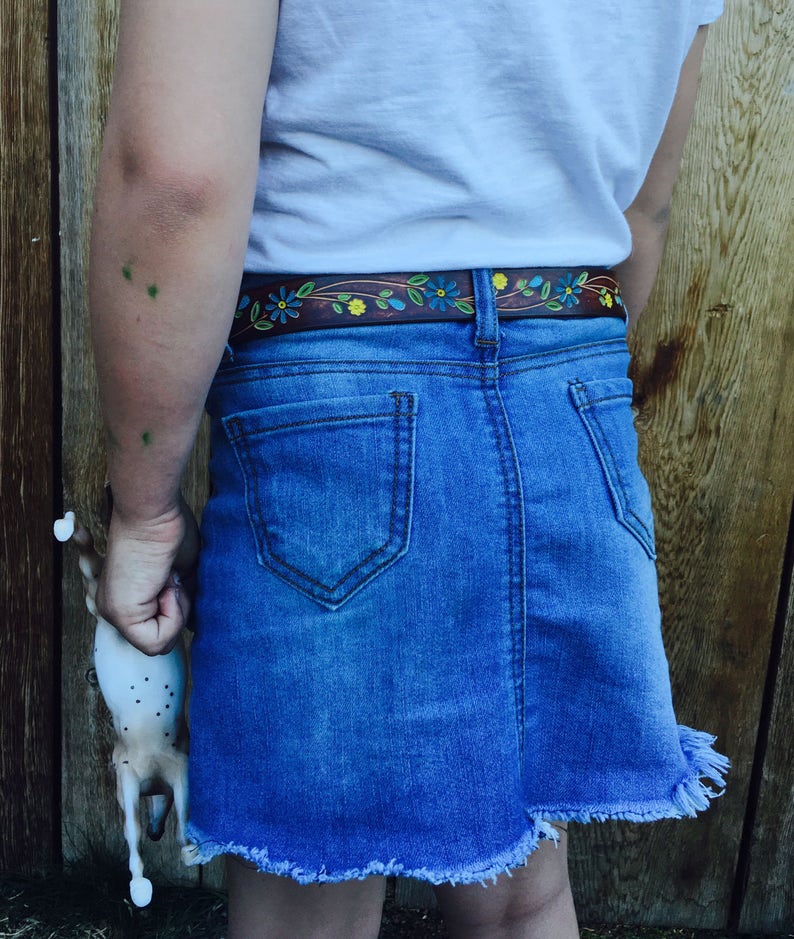 Kid's Leather Belt Custom Leather Belt Tooled Leather Etsy