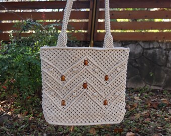 70s vintage beginners easy to make macrame shoulder bag purse pdf macrame pattern Instant PDF download 1324