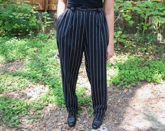 high waisted vertical striped pants