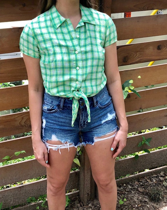button down shirt tied in front