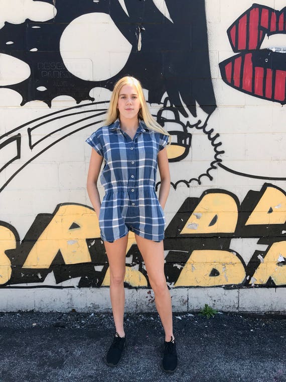 plaid romper womens