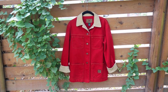 Vintage Jacket / Denim Corduroy Jacket / Red Jean
