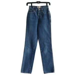Vintage 70s Calvin Klein Medium Blue Wash Straight Leg Jeans - 22&quot; Waist / High Waisted No Stretch CK Denim