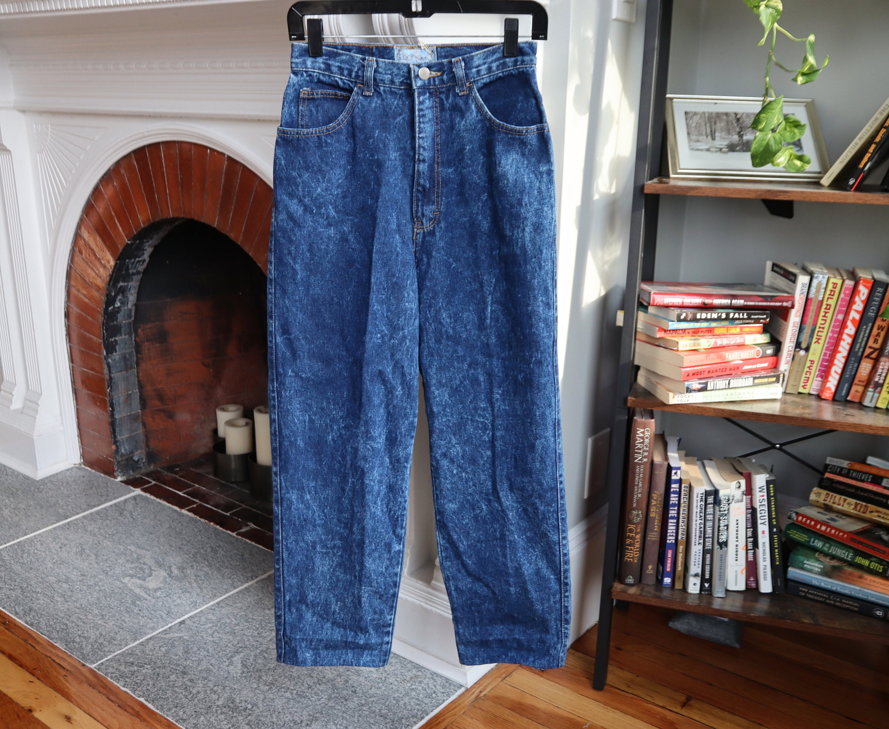 Vintage 80s Dark Blue Acid Wash Bonjour 