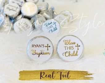 108 Personalized Hershey Kiss® candy labels/personalized Baptism favor labels/Personalized Baptism Kiss® Mini Reese's Cup® labels/ #B600