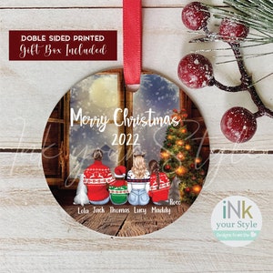 Personalized Family Ornament, Family with kids ornament, Custom Christmas Ornament, Family With Pets Christmas Ornament/Family back ornament