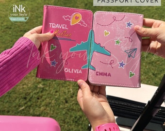Personalized Passport holder/Customized Passport Cover and Luggage tag for friends/Passport Cover and Luggage tag for siblings/Travel gift
