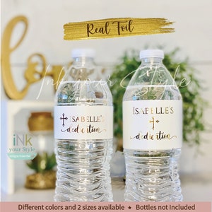 Personalized real foil water bottle Labels/Baby Dedication water bottle labels/personalized Baby Dedication water bottle labels/ #D001