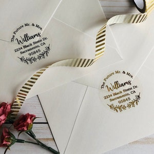 Return Address labels, Wedding Labels, Future Mr & Mrs Address Labels, circle wedding Return Address Labels, round real Foil Return Address