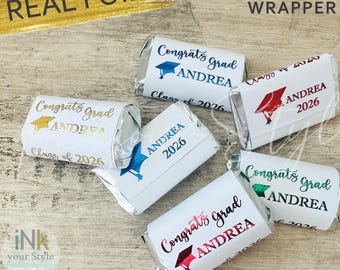 21 Personalized Graduation Chocolate bar Wrappers/Personalized Real Foil Chocolate Bar Labels/Hershey’s® Miniatures wrappers. #G800
