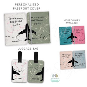 Personalized Passport holder | Personalized Passport Cover | Customized Passport Cover and Luggage tag for couples | travel Gift|
