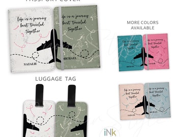 Personalized Passport holder | Personalized Passport Cover | Customized Passport Cover and Luggage tag for couples | travel Gift|