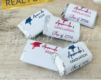 21 Personalized Graduation Chocolate bar Wrappers/Personalized Real Foil Chocolate Bar Labels/Hershey’s® Miniatures wrappers. #G801