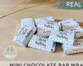21 Personalized Birthday Chocolate bar Wrappers/Personalized Real Foil Chocolate Bar Labels/Confetti Hershey’s® Miniatures wrappers. #BD200