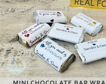 21 Personalized Wedding Chocolate bar Wrappers/Personalized Real Foil Chocolate Bar wrappers/Candy Bar Labels/Hershey’s® Miniatures wrappers