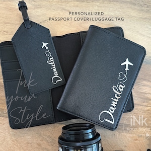 Gepersonaliseerde paspoorthoes en bagagelabel | Gepersonaliseerde paspoorthouderset | Gepersonaliseerde reisset cadeau | Gepersonaliseerde reiscadeau voor meisjes