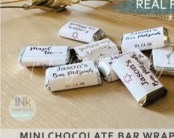 21 Personalized Bar & Bat Mitzvah Chocolate bar Wrappers/Personalized Real Foil Chocolate Bar Labels/Hershey’s® Miniatures wrappers. #BM900