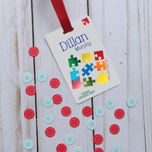 Personalized puzzle id backpack tag, custom name tag, school tag, custom backpack tag, personalized tag, custom chess id tag, boy/girl tag