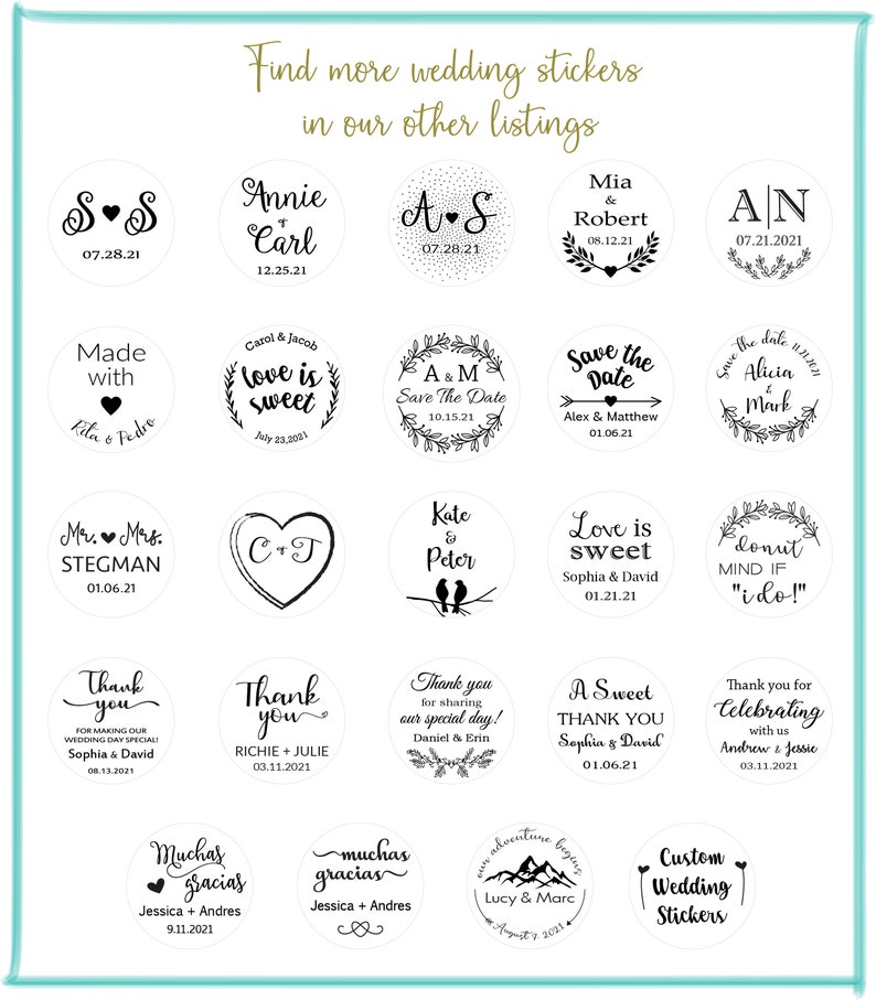 Custom Wedding Stickers Wedding Favor Stickers Personalized Etsy