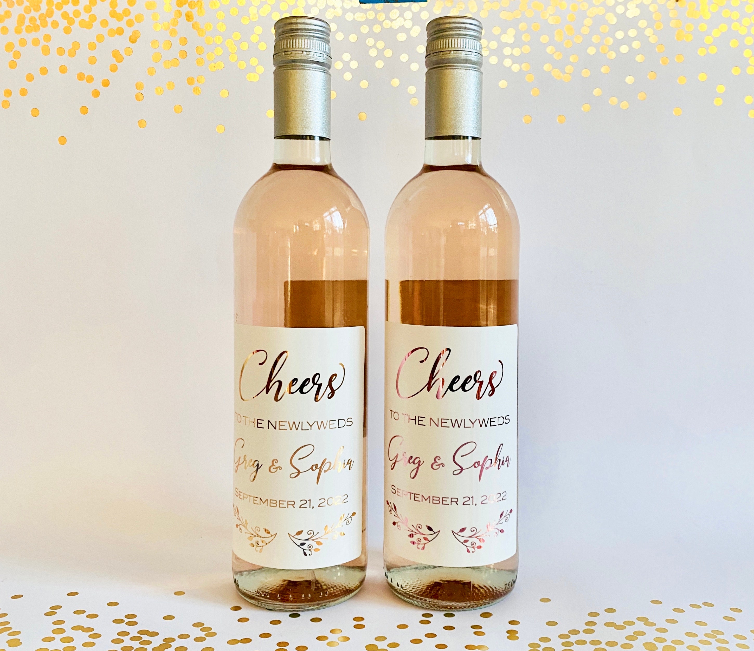 Personalized real foil newlyweds wine Labels/cheers to the Etsy