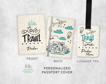 Personalized Passport holder | Personalized Passport Cover and Luggage tag | Personalized Gift  | Personalized travel Gift | girls trip gift